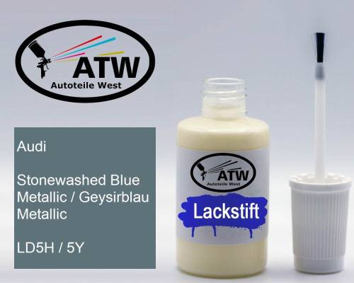 Audi, Stonewashed Blue Metallic / Geysirblau Metallic, LD5H / 5Y: 20ml Lackstift, von ATW Autoteile West.
